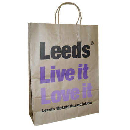 Customized fashion kraft paper shopping gift bag with paper twisted handle