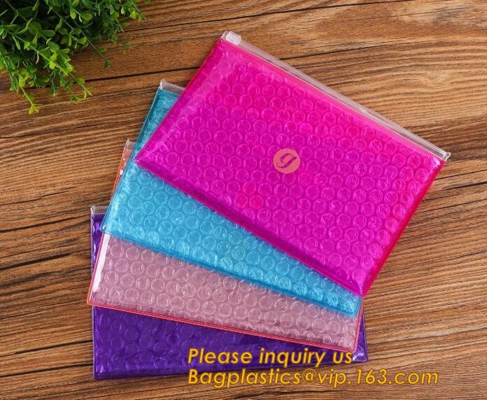 Holographic Factory Shiny gold Cosmetic bag Zipper Bubble Bag zip-lock Slider Padded Mailer metallic bubble zipper bagea