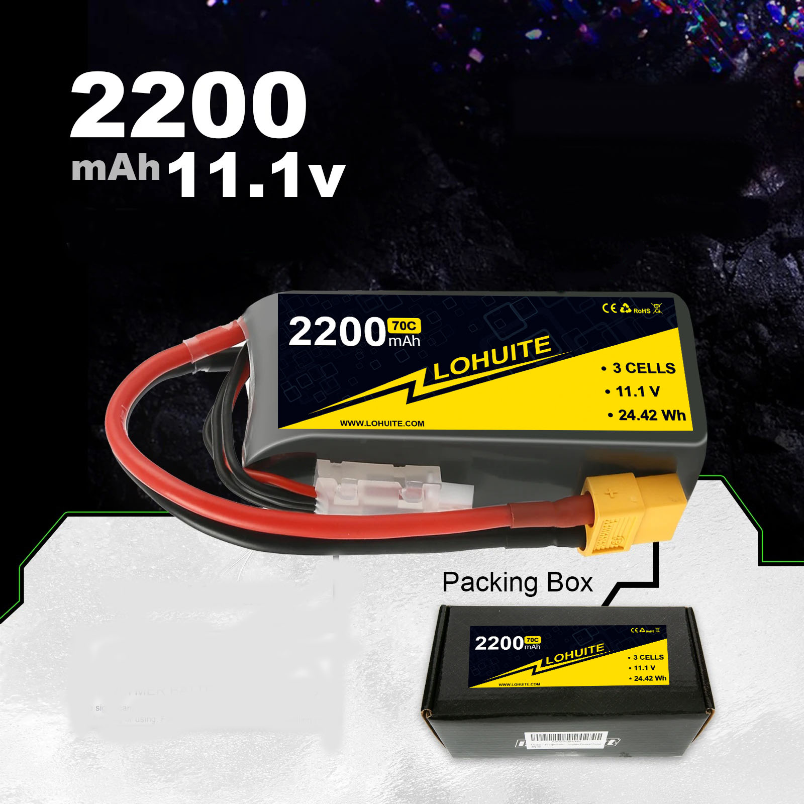 11.1V 2200mAh 3S 70C LiPo Battery for RC Helicopter Aircraft Quadcopter Cars Airplane