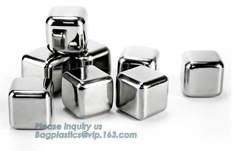 4pcs/set plastic box ice cube chilling stone set, FDA LFGB Stainless Steel Ice Cube Whisky Stone bar accessories, bageas