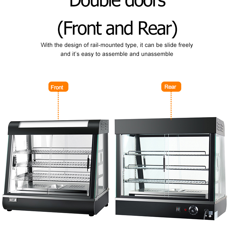 Commercial Restaurant Food Display Warmer Showcase in Black 51kg Weight