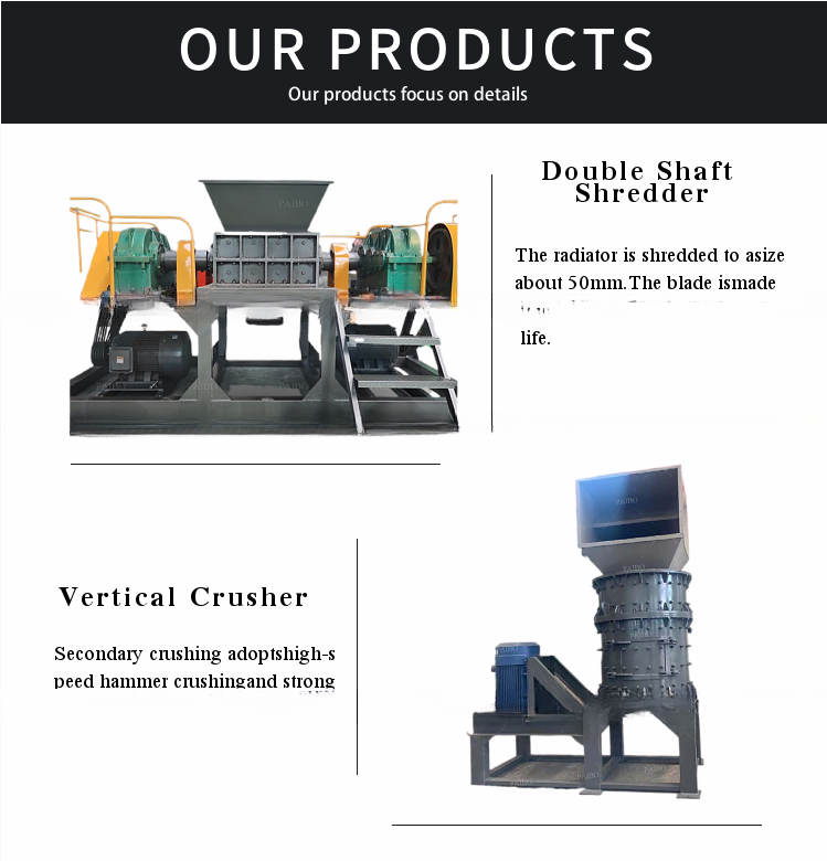 AC Air Conditioner Radiator Aluminum Copper Separator Shredder Recycling Machine in Japan and South Korea