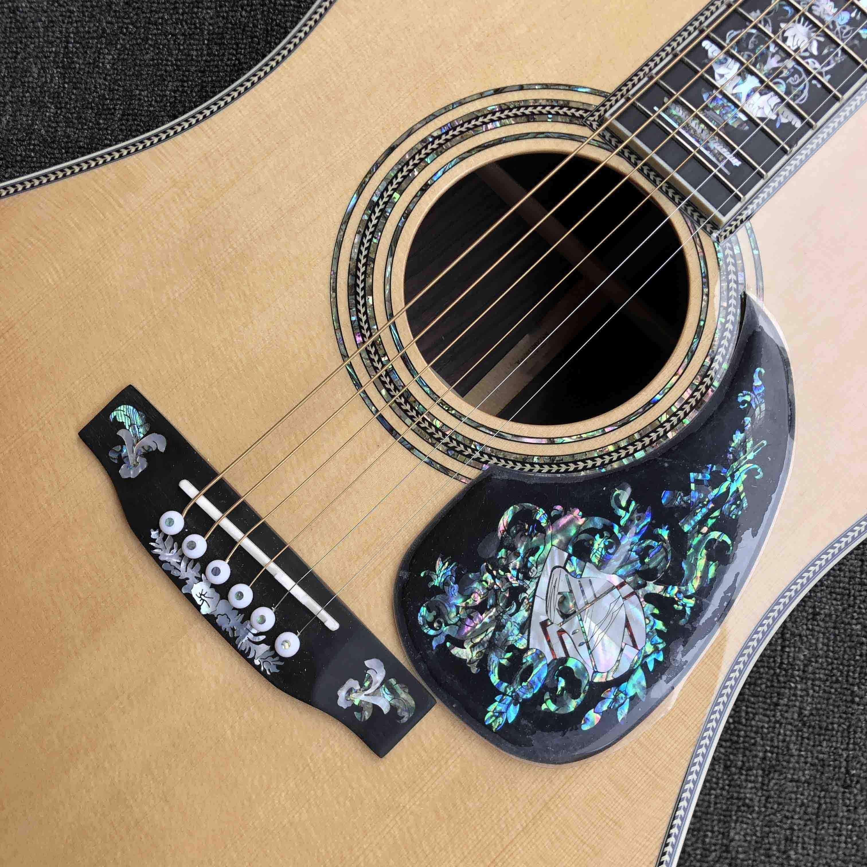 Custom AAAAA Handmade D100AA All Solid Wood Vintage D Dreadnought D100A Acoustic Guitar Deluxe Full Abalone Binding