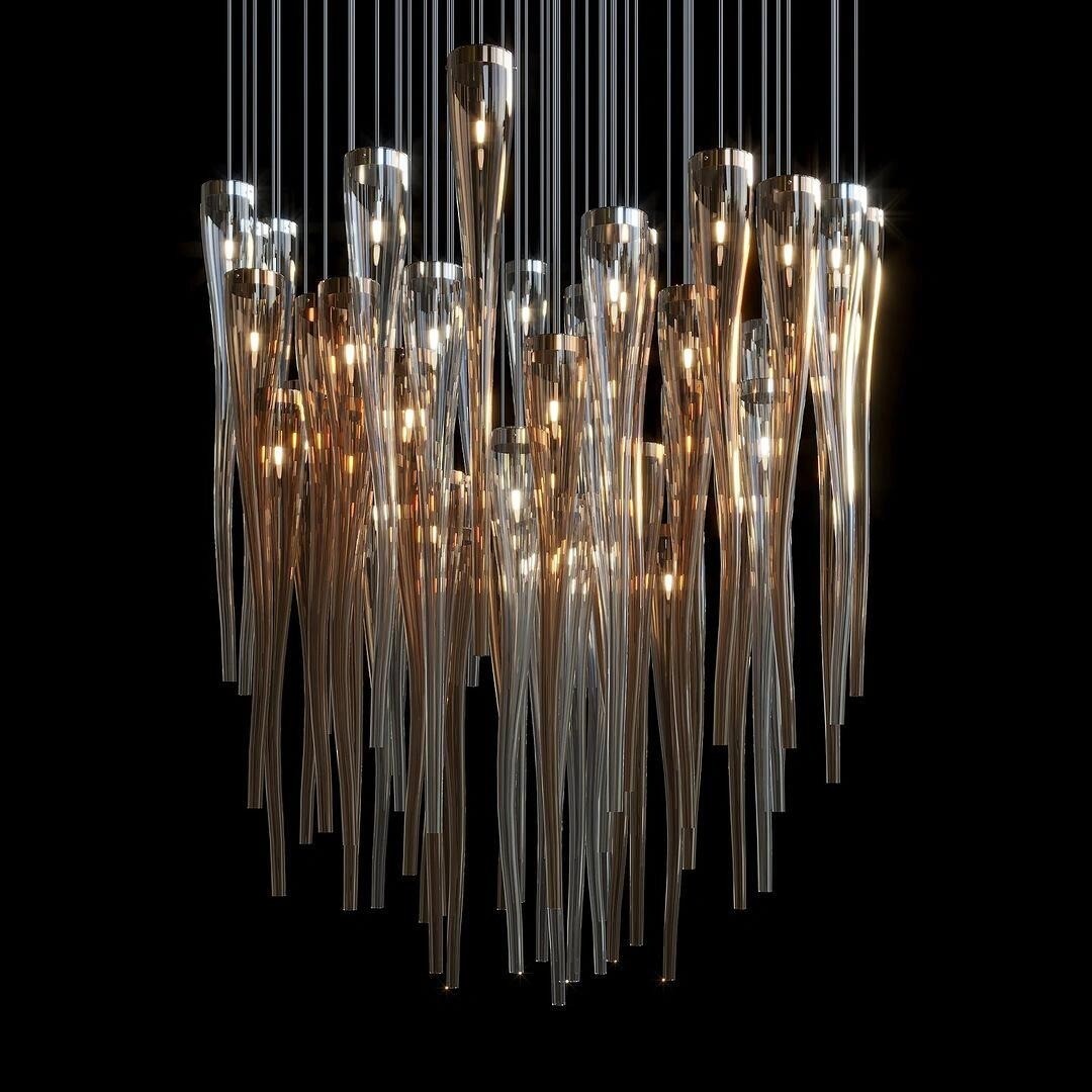 Luxurious Champagne Tassel Large Lighting For Hotel Restaurant Resort Retail Shop