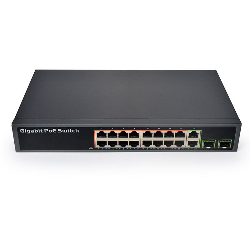 16-port Gigabit switch IEEE 802.3af/a standard 250W power backplane bandwidth 52 Gbps uplink port POE switch