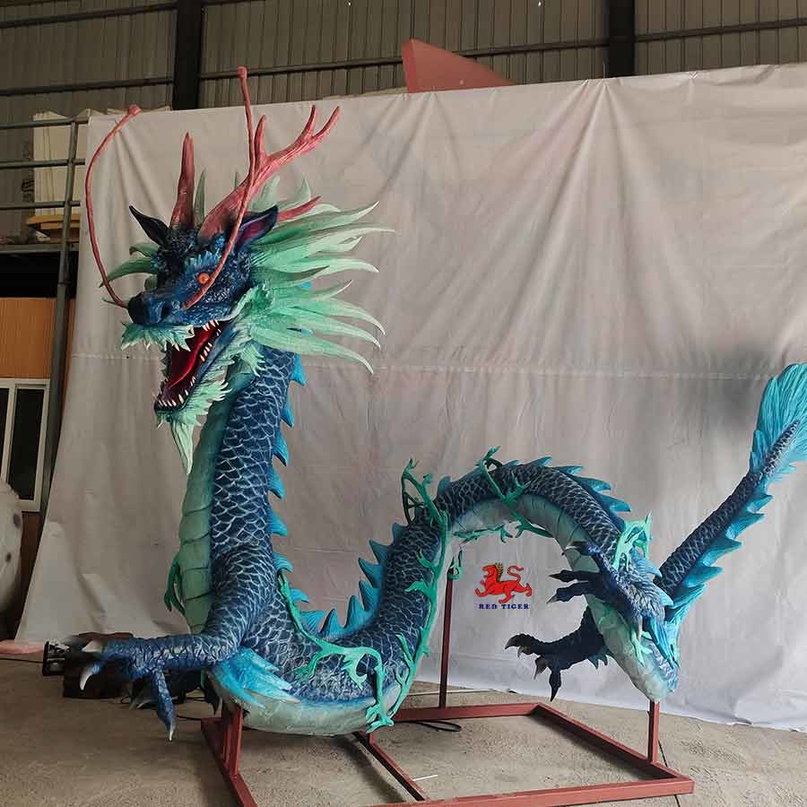 Alive Sound Realistic Animatronic Animals Chinese Mythical Creatures Green Dragon