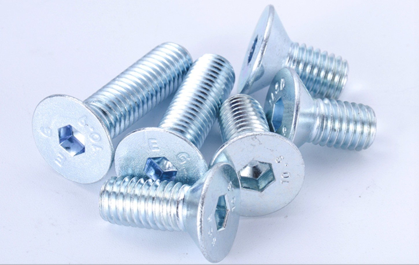 White Zinc Plated Flat Head Socket Drive Machine Screws Countersunk Head Hex Drive Screws