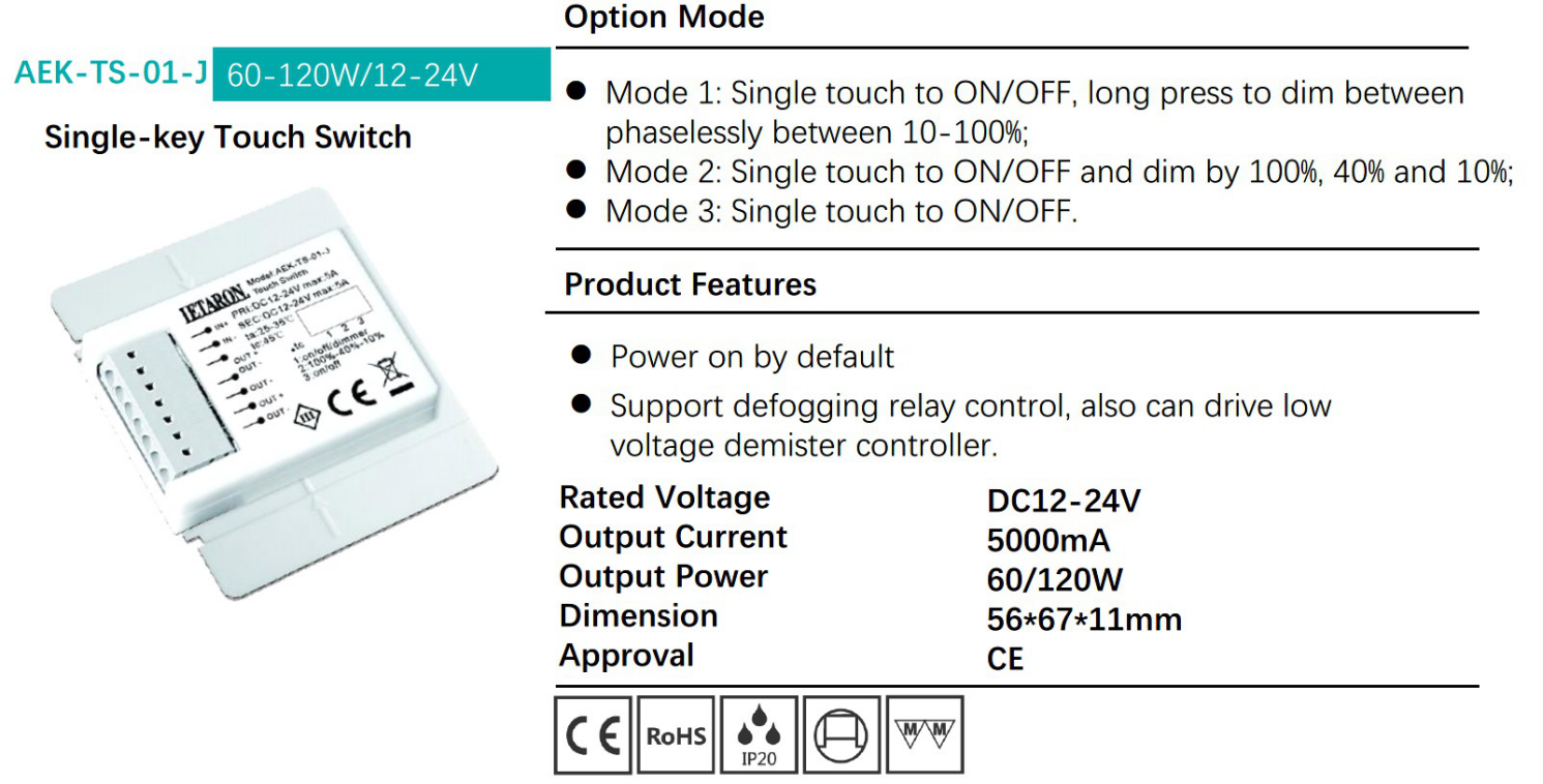 LETARON 12 / 24VDC Universal LED Driver 5000mA 50 / 60W 100-240VAC