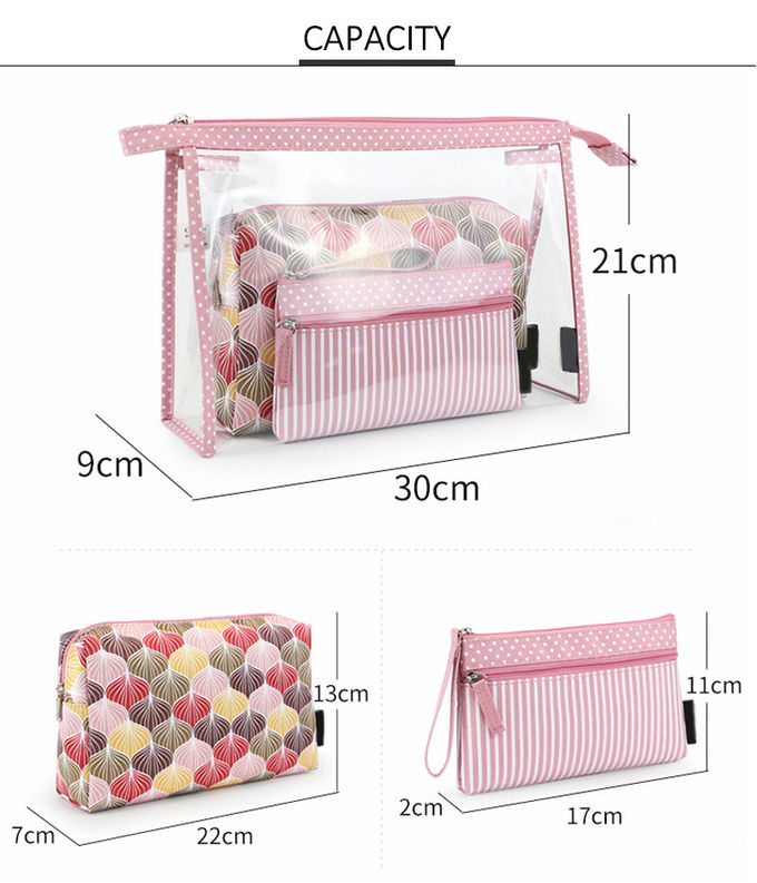 Custom Two Compartment PVC Cosmetic Organizer Bag Transparent