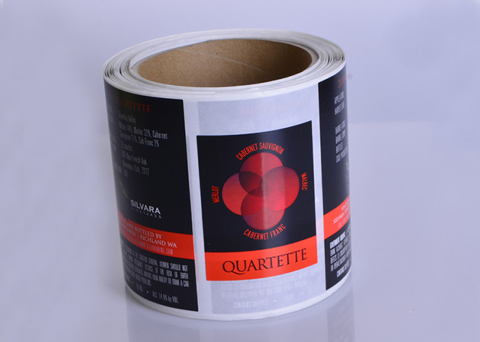 Custom cmyk glossy varnishing spot UV wine bottle packaging sheet roll labels printing