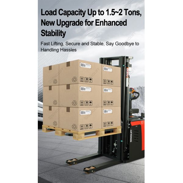 CDD16P-Li / CDD20P-Li Stand-On Pallet Stacker With Wide-View Mast