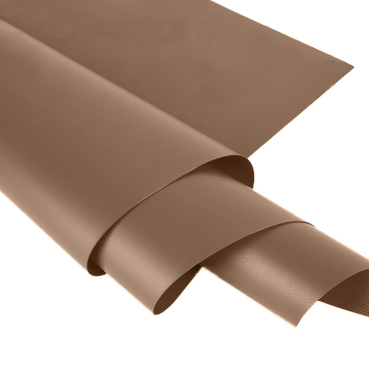 Brown Colour 1100 Gsm Pvc Coated Canvas For Truck Cover , Side Curtain