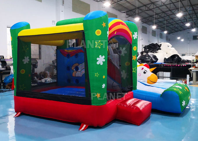 3.55*3.3*2.5m Inflatable Sports Games / Inflatable Unicorn Bouncer With Slide