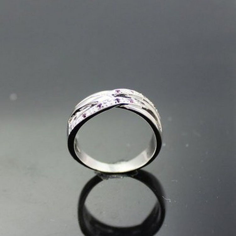 Women Jewelry 925 Silver Green Cubic Zirconia Crossover Ring(FR0146)