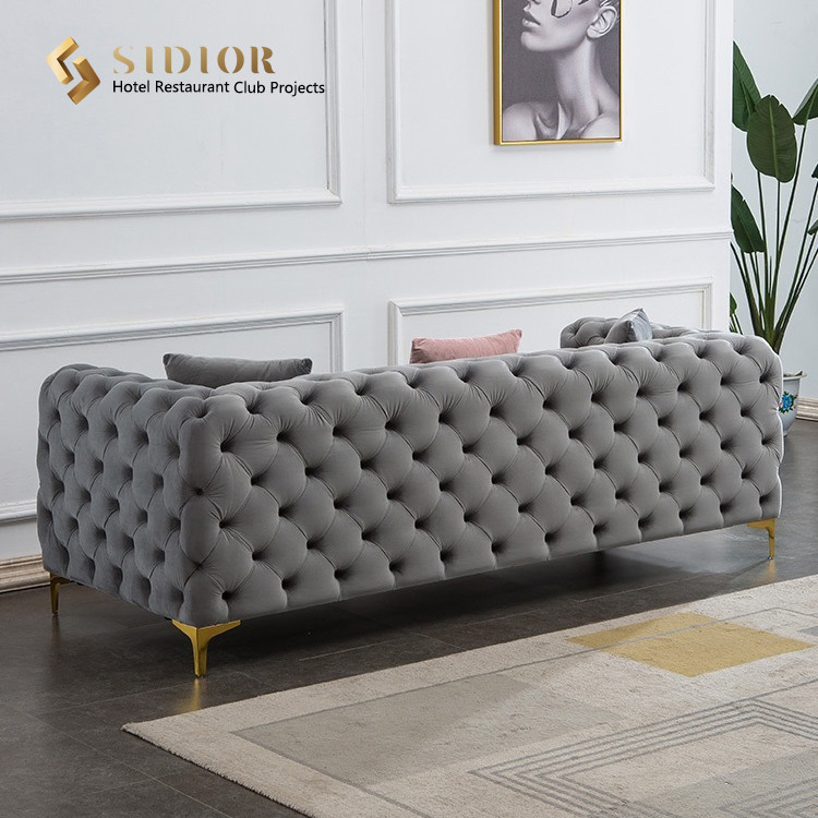 3 Seater Modern Upholstered Sofa Set Fabric Crushed Velvet Sofas 2.1m length