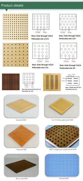 Soundproof fiberglass insulation wooden board perforated acoustic wall panel
