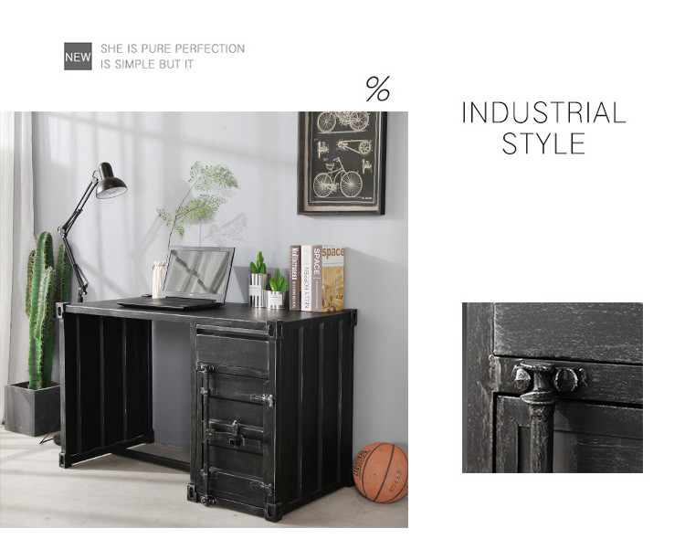 Commercial Black Iron Vintage Style Writing Desk Defaico Furniture