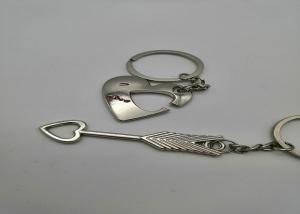 China Heart Couple Custom Metal Keychains , Silver Custom Shape Metal Keychains on sale