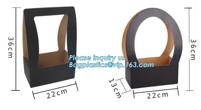 OEM Logo Printed Paper Packaging Bag Custom Good Quality Flower Carrier Bag,Art Paper Flower Carrier Bag Shopping Bags W