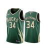 Buy cheap Mens Milwaukee Bucks #34 Giannis Antetokounmpo Stitched Green 2021 Earned from wholesalers
