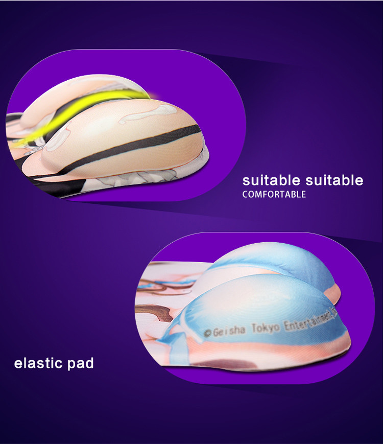 No Fade Anime Girl custom 3D Mouse Pad With Wrist Rest Art Printed