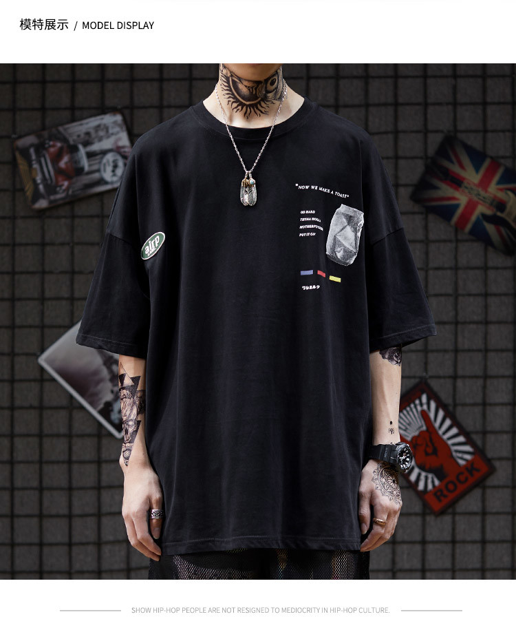 ODM 100% Cotton Streetwear Shoulder T Shirts 3XL Fashion Custom Printing