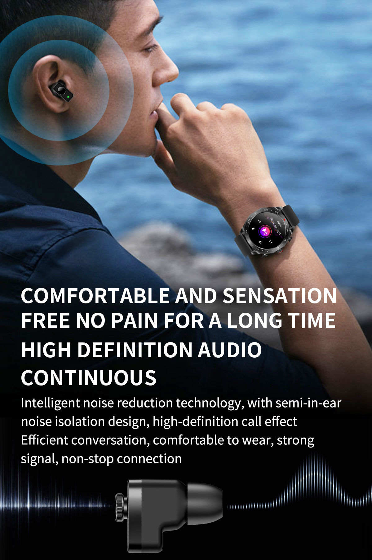 Long Battery Life TWS Support Smartwatch With Music Bracelet Syncs