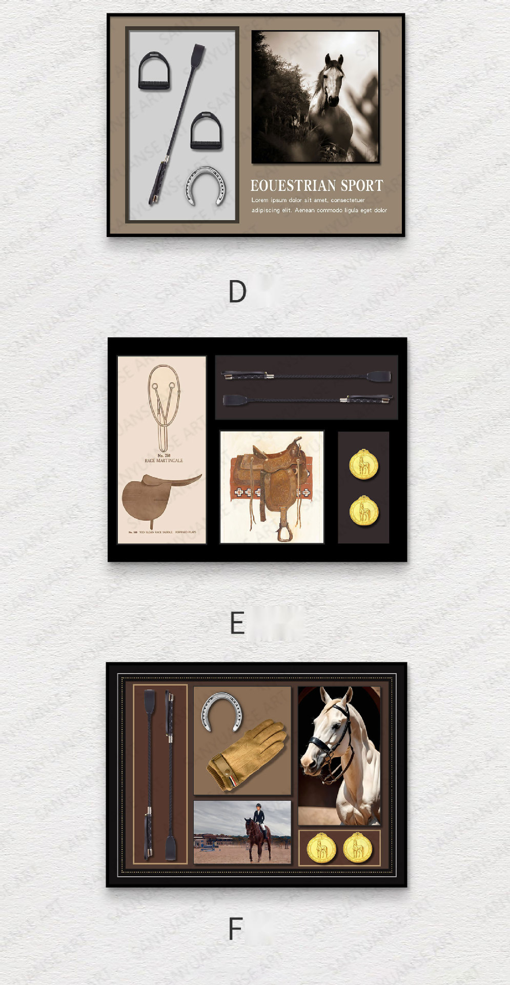 Modern Retro Still Life Pattern Equestrian Mural Creative Building Blocks Wall Decor