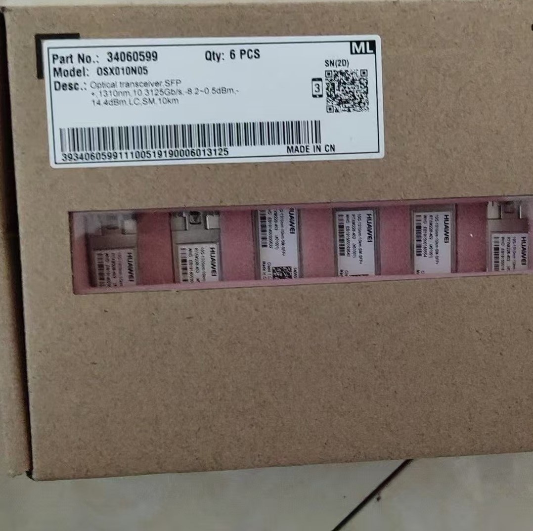 Original Huawei Optical Transceiver SFP+,1310nm,10.3125Gb/s, -8.2~0.5dBm,-14.4dBm,LC,SM,10km, Part number 4060599
