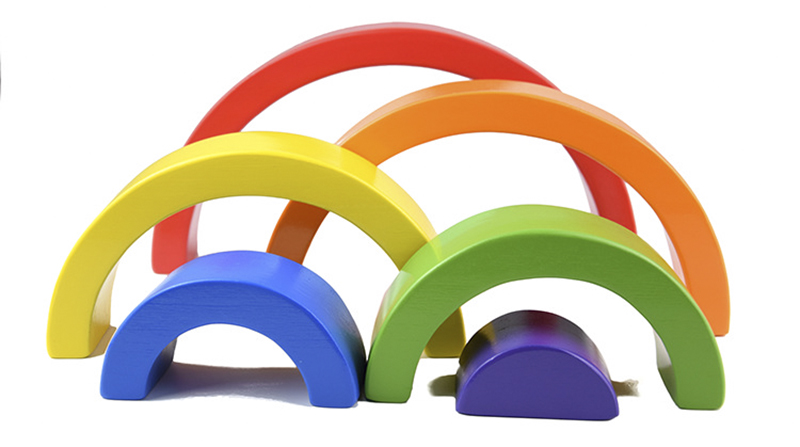 4.5cm Wooden Blocks Toys Arched Stacking Rainbow Blocks