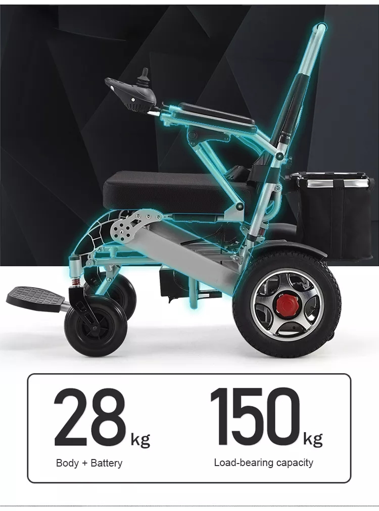 Lithium Battery Lightweight Electric Wheelchairs Folding Fully Automatic Breathable