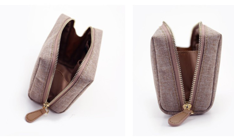 Simple Style Linen Toiletry Makeup Bag Pure Color Cosmetic Bag