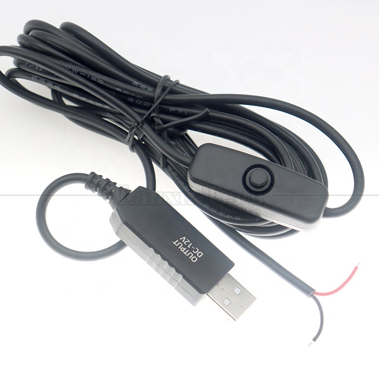 12V Led Strip Light Power on off Switch USB Connector to Open Wire Converter Charge Cable