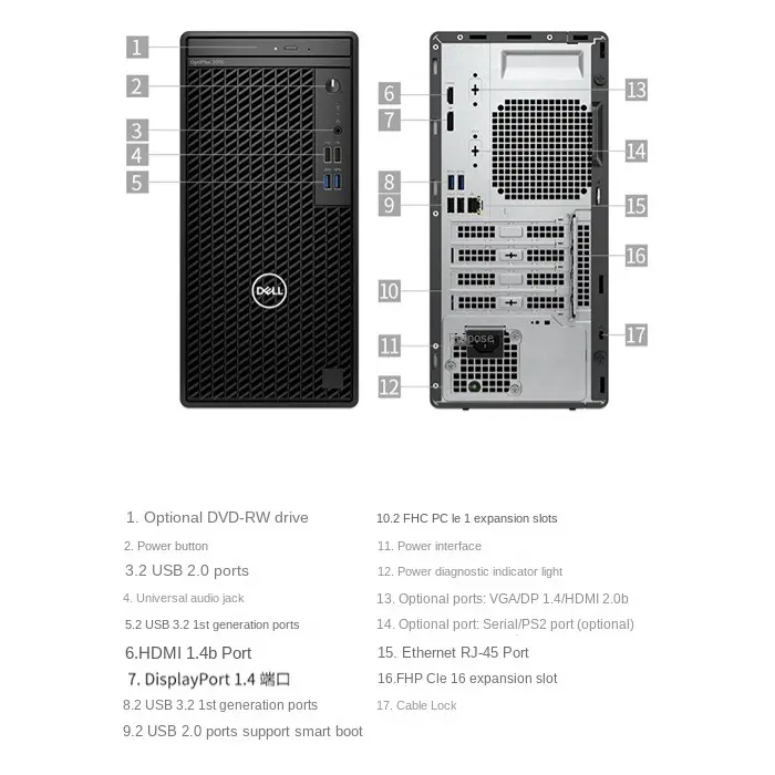 Dell OptiPlex 3000 Tower 3000MT i3-12100 Desktop with SSD HDD Rotation Speed