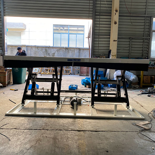 Transverse Double Scissor Electric Hydraulic Scissor Lift Table With Dust 2 Ton Max Height 1000mm Custom