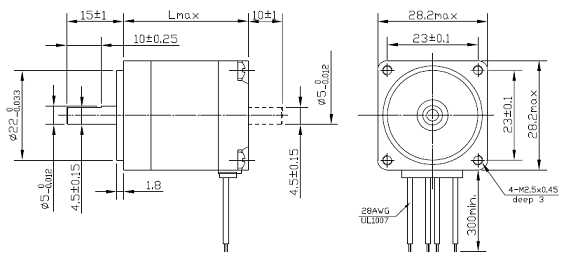 Micro PM Servo Motor 2 Phase 4 Phase 1.8 ° 28HS Hybrid Stepper Motor