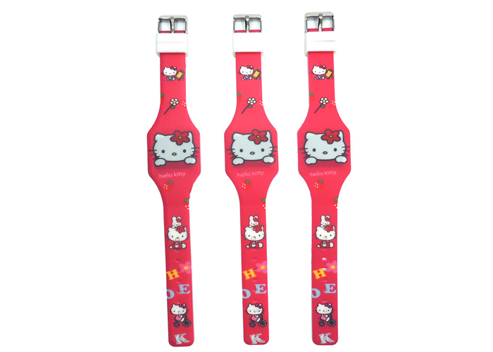 hello kitty cat animal Children's Electronic Silicone Watch LED Touch Cartoon Watch Promotion Custom Gift KT Cat Cartoon