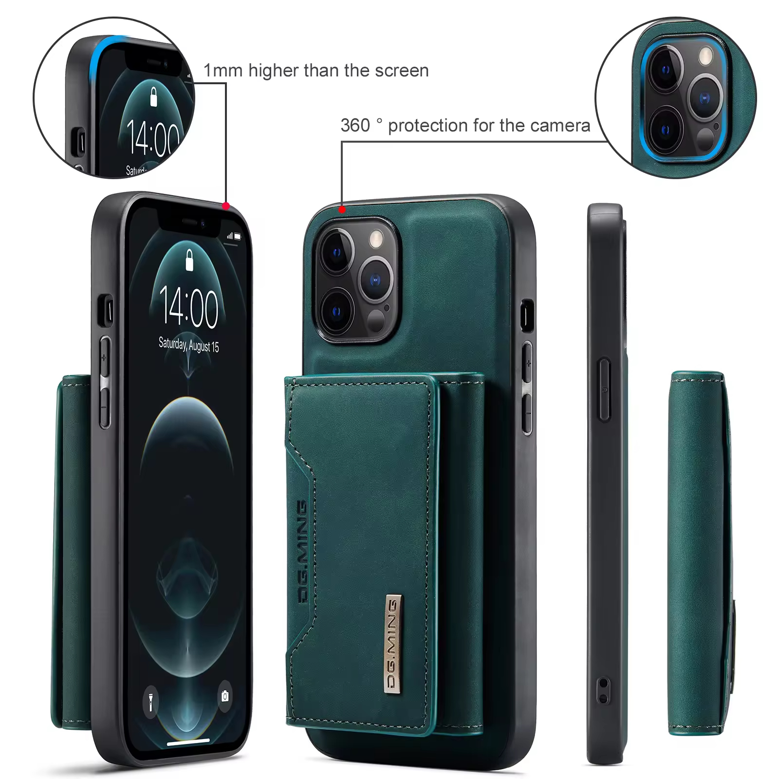 Khaki Magnetic Card Holder Wallet Mobile Phone Cases for iPhone 11 12 13 14 15 Pro Max