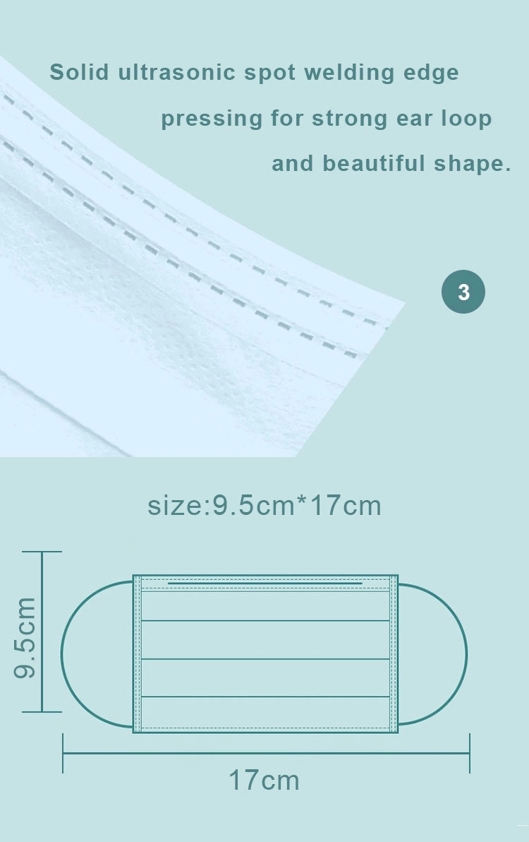 Blue Color 3 Ply Disposable Face Mask , Skin Friendly Dust Protection Mask