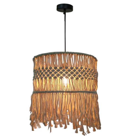 Woven Boho Easy Fit Pendant Shade Round Design Macrame Lantern Cover
