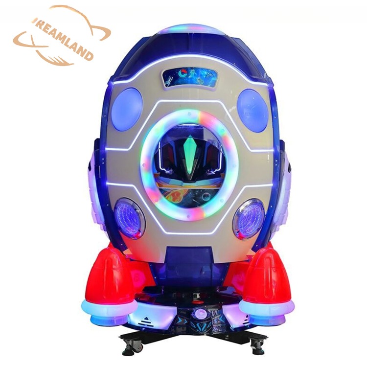 Dreamland New Coin Operated Children Rotating Kiddie Rides Happy Elevating Spacecraft Game Machine