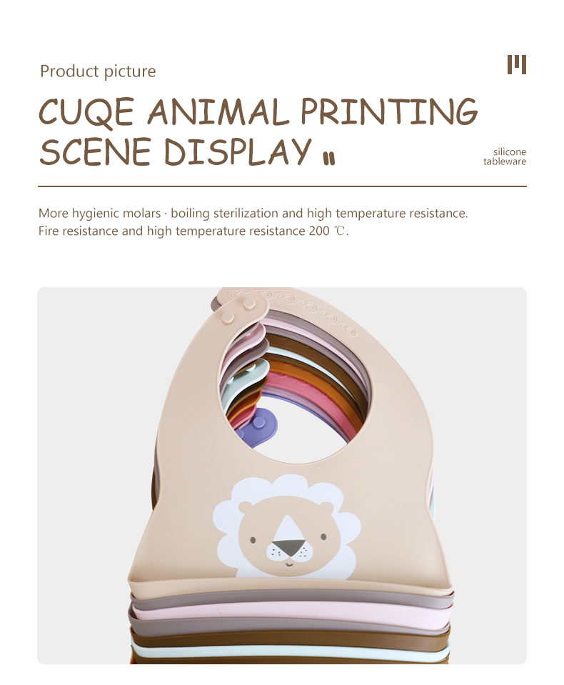 Newborn Toddler Waterproof Printed Silicone Bib With Food Catcher Non Toxic