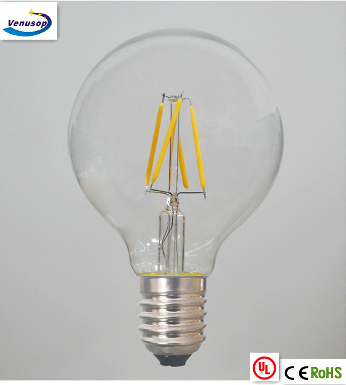 vintage old style LED filament bulb G150 led big golf light with E27 4W 6W 8W 10W 230v 2200K 2700k CE CLEAR AMBER GLASS
