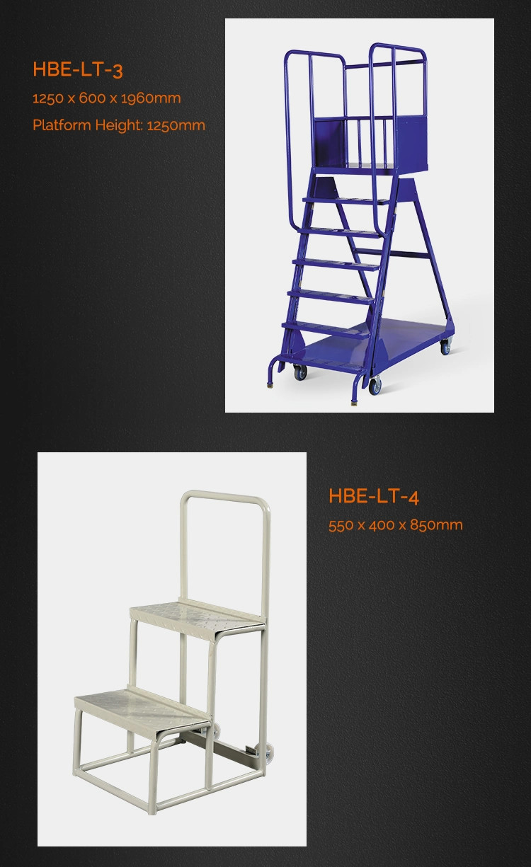 Warehouse Moveable Multi Tiers American Style Step Ladder Trolley