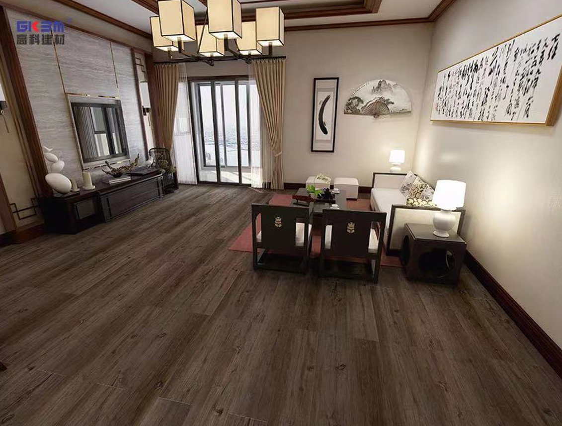 Midnight Miracle Brown SPC Flooring 5mm Anti Slip Fire Retardant GKBM Greenpy MJ-W6008