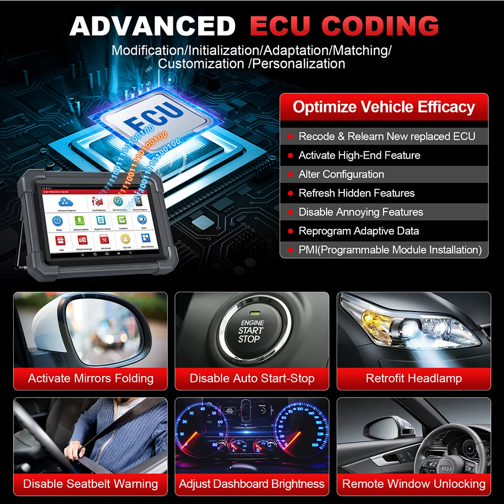 2024 New LAUNCH X431 PRO3 ACE 10.1 INCH Car Diagnostic Tools CAN FD OBD OBD2 Full System Scanner Topology Map Free Ship
