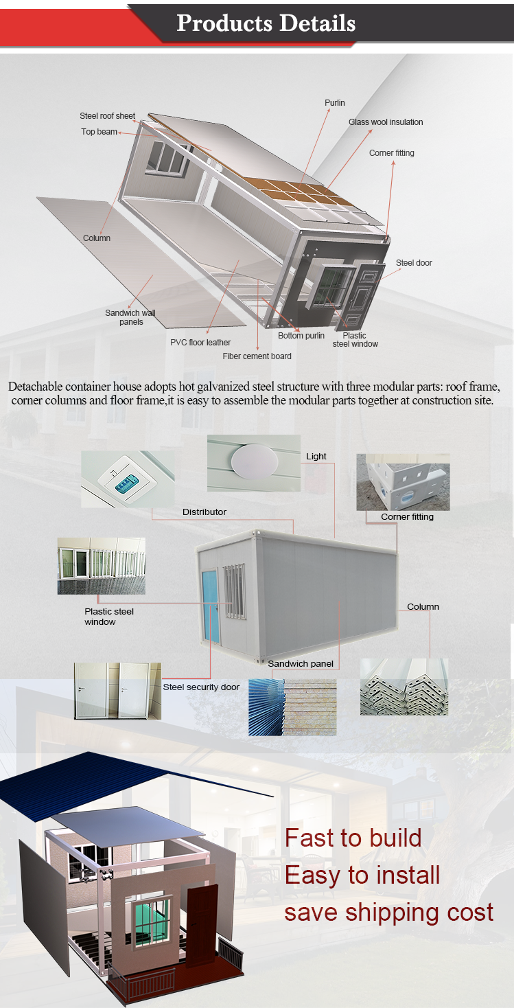 Zontop 20ft 40ft 2 Bedroom 3 Bedroom Flat Prefabricated Container House Container House Prefabricated Homes