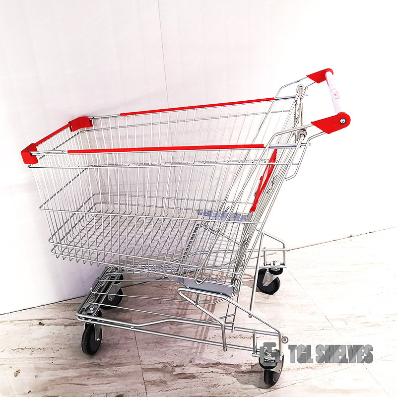 60L Capacity Supermarket Shopping Cart Trolley Zinc Plated
