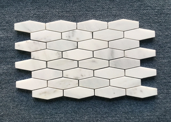 Oscar White Bathroom Natural Stone Mosaic Tile 10 Mm Thickness For Wall Decoration