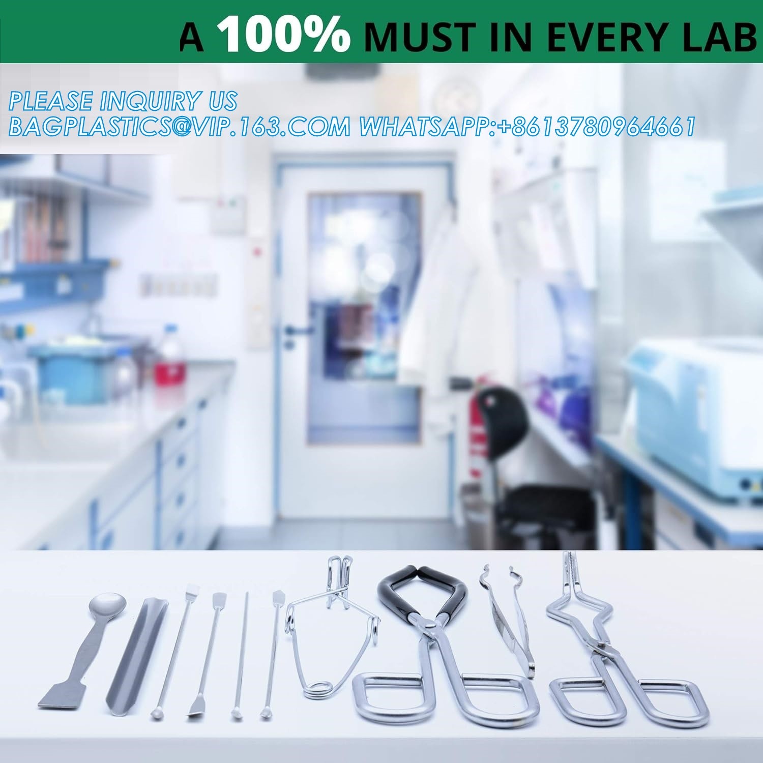Labwares Essential Lab Tools Starter Pack - Crucible Beaker Tongs Lab Spatula Scoop Spoon Test Tube Clamps Sterilizer